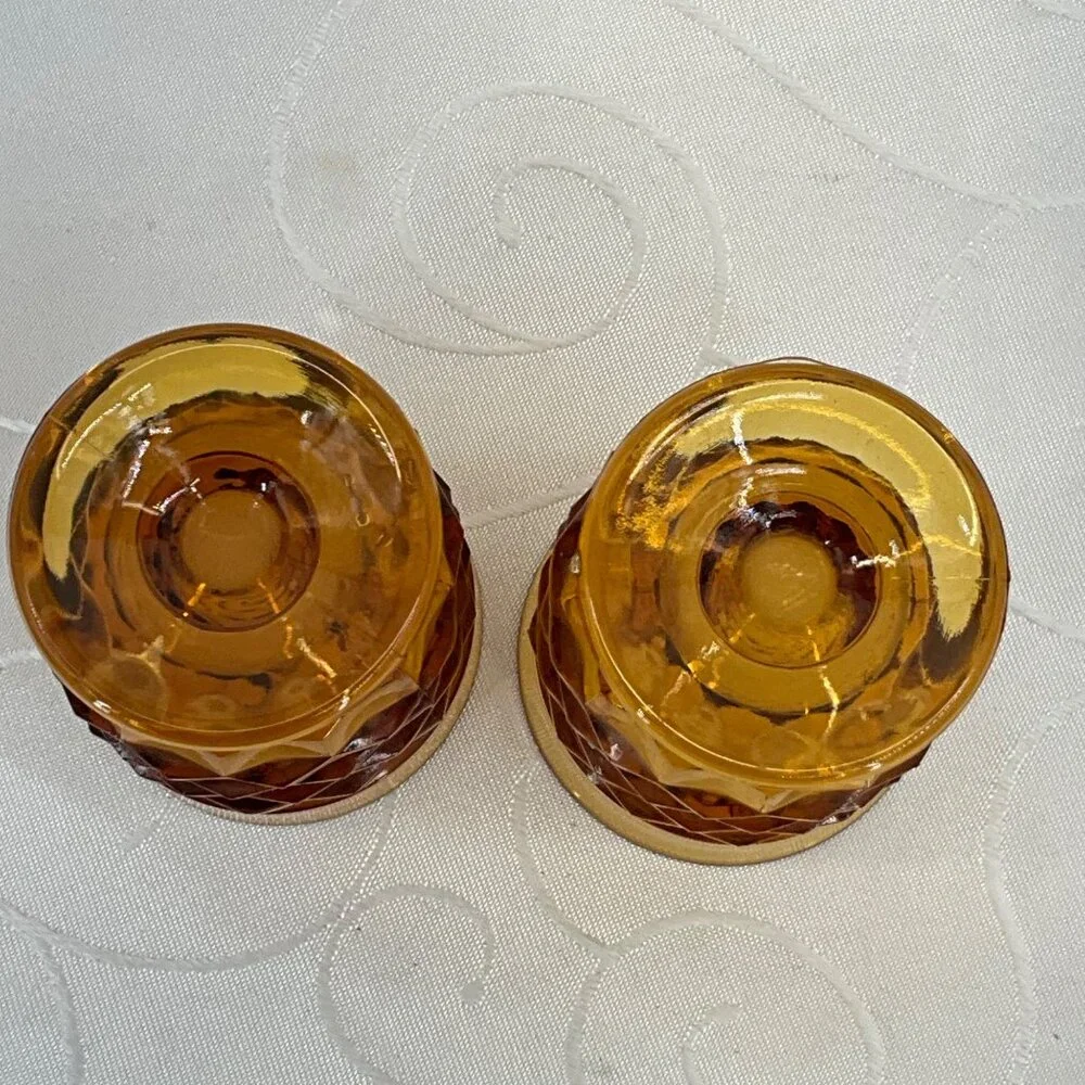 Whitehall Cubist Glass Juice Goblets Set Of 2 Textured Pattern 4 Inches Tall Col